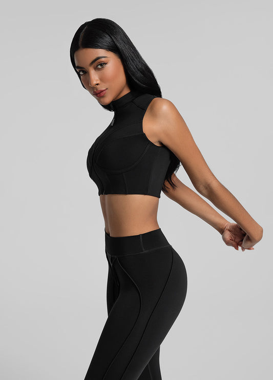 Top Zip Col Haut Sculptant